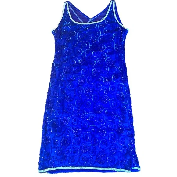 blue and gold star dress Blue Spaghetti Strap Long Prom Dress with Star, Blue Evening Party Dre main image 1